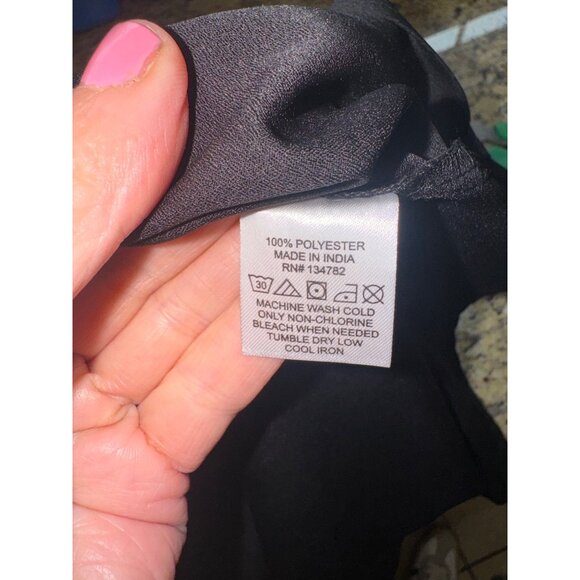 NWT Blush Black Button-Front Sleeveless Dress Bib Overall Drawstring Plus Sz 1X - Picture 5 of 9